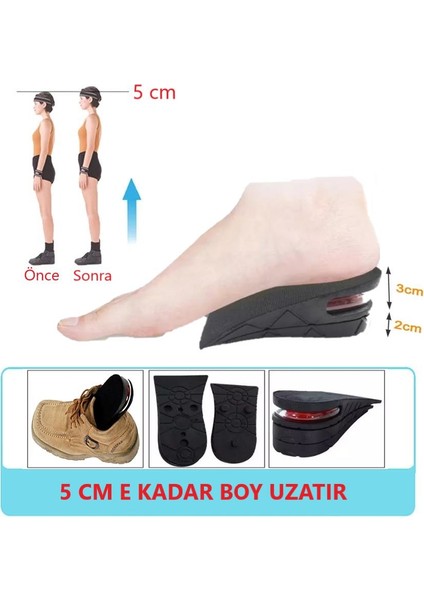 5 cm Hava Yastıklı Boy Uzatıcı Tabanlık Uzatan Gizli Topuk Yükseltici