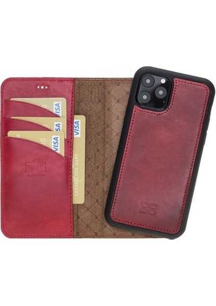 Mw Deri Telefon Kılıfı iPhone 11 Pro V4EF Kırmızı Rfıd