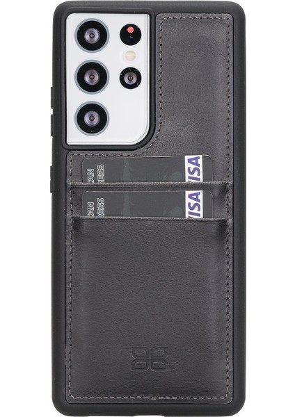 Fxc-Cc Deri Telefon Kılıfı Samsung S21 Ultra TN18EF Gri