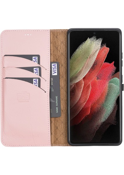 Mw Deri Telefon Kılıfı Samsung S21 Ultra Nu2 Pembe