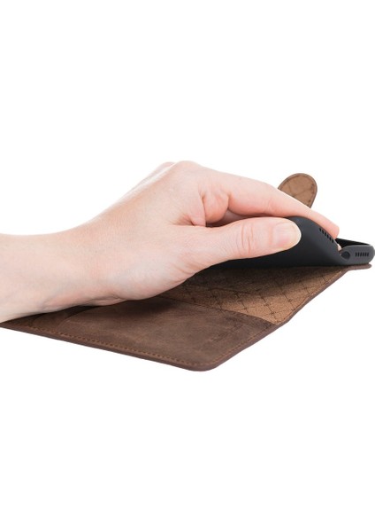 Wallet Case Deri Telefon Kılıfı iPhone 11 Pro G2 Kahve Rfıd