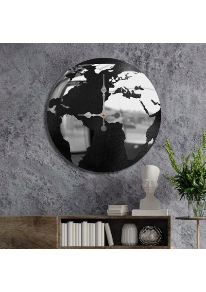 W'clock Dekoratif Duvar Saati Globe Gümüş Ayna
