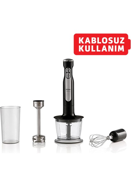 AR1127 Freestick Şarjlı Kablosuz El Blender Seti - Siyah