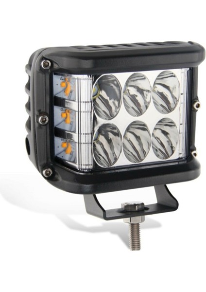 Beyaz LED Sarı Çakarlı Kare Off Road Sis Farı Çalışma Lambası 12 Ledli 1ADET
