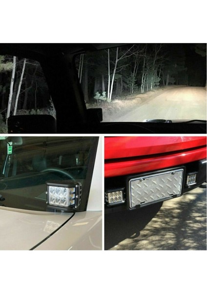 Beyaz LED Sarı Çakarlı Kare Off Road Sis Farı Çalışma Lambası 12 Ledli 1ADET