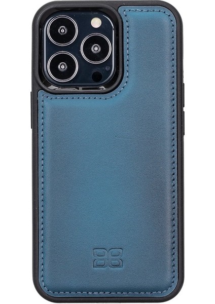 Apple iPhone 13 Pro Uyumlu Deri Arka Kapak Magsafe BRN4EF Mavi indirimleri