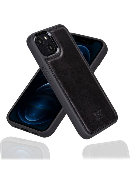 Apple iPhone 13 Uyumlu Deri Arka Kapak Magsafe Rst1 Siyah