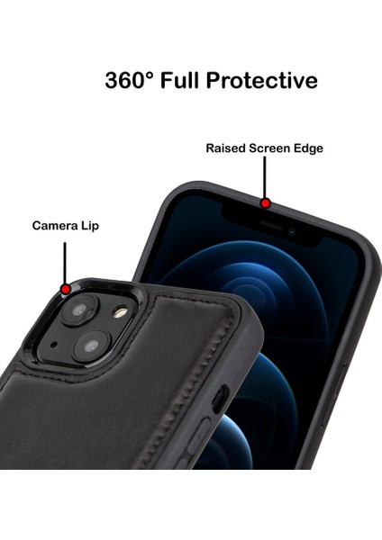 Apple iPhone 13 Uyumlu Deri Arka Kapak Magsafe Rst1 Siyah fiyatları