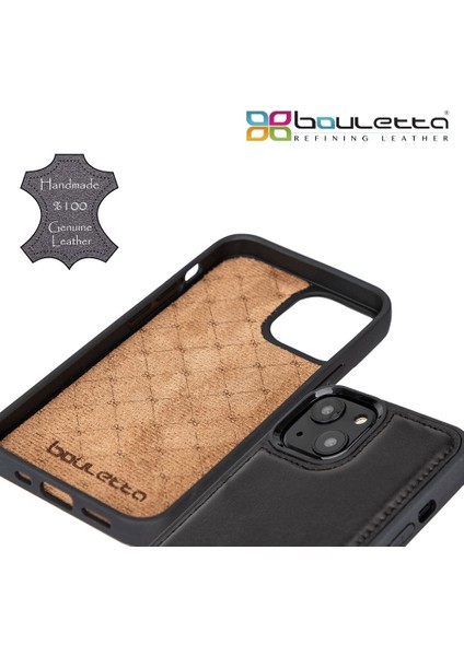 Apple iPhone 13 Uyumlu Deri Arka Kapak Magsafe Rst1 Siyah modelleri