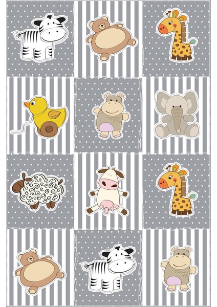 Çocuk Halısı Figürlü Hayvan Gri Kaydırmaz Kesme Yıkanabilir Ince Halı fiyatları