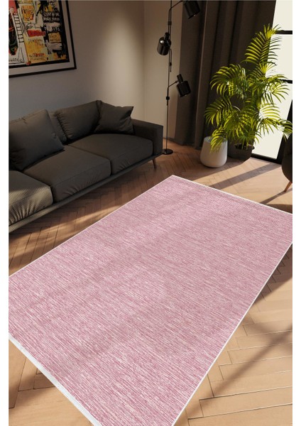 Modern Eskitme Pembe Kaydırmaz Kesme Yıkanabilir Ince Halı