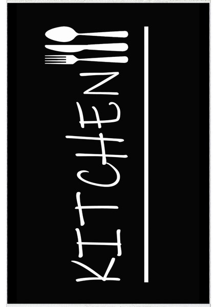 Mutfak Halısı Modern Kitchen Yazılı Siyah Beyaz Kaydırmaz Kesme Yıkanabilir Ince Halı fiyatları