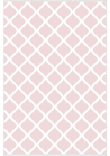 Modern Geometrik Fas Desenli Pembe Beyaz Kaydırmaz Kesme Yıkanabilir Ince Halı fiyatları