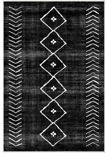 Otantik Eskitme Siyah Kaydırmaz Kesme Yıkanabilir Ince Halı fiyatları