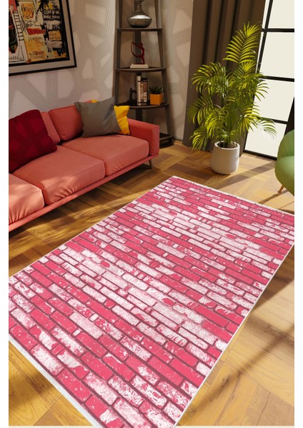 Taş Mermer Eskitme Pembe Kaydırmaz Kesme Yıkanabilir Ince Halı