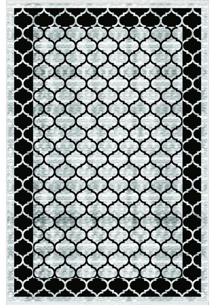Modern Geometrik Siyah Gri Kaydırmaz Kesme Yıkanabilir Ince Halı fiyatları