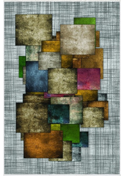 Modern Patchwork Gri Kaydırmaz Kesme Yıkanabilir Ince Halı fiyatları