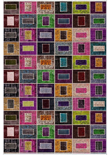 Modern Patchwork Mor Kaydırmaz Kesme Yıkanabilir Ince Halı fiyatları