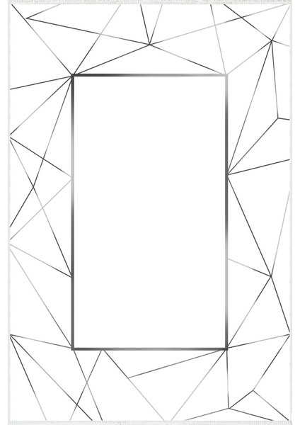 Modern Geometrik Gri Beyaz Kaydırmaz Kesme Yıkanabilir Ince Halı