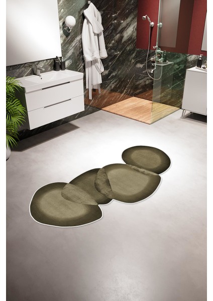 Banyo Paspası Klasik Modern Siyah Açık Kahve Kaydırmaz Kesme Yıkanabilir Ince Halı