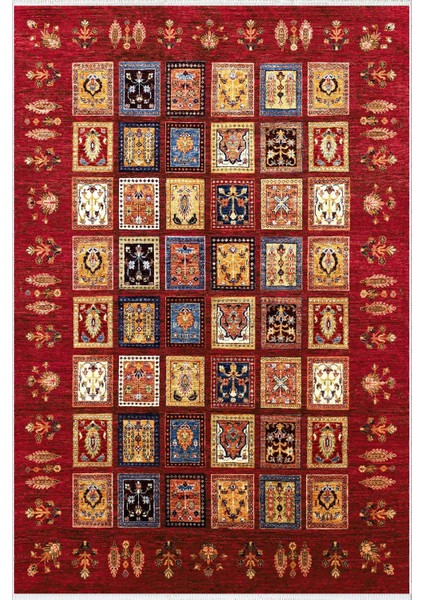 Kilim Desenli Otantik Eskitme Bordo Kaydırmaz Kesme Yıkanabilir Ince Halı fiyatları