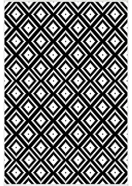 Modern Geometrik Siyah Beyaz Kaydırmaz Kesme Yıkanabilir Ince Halı
