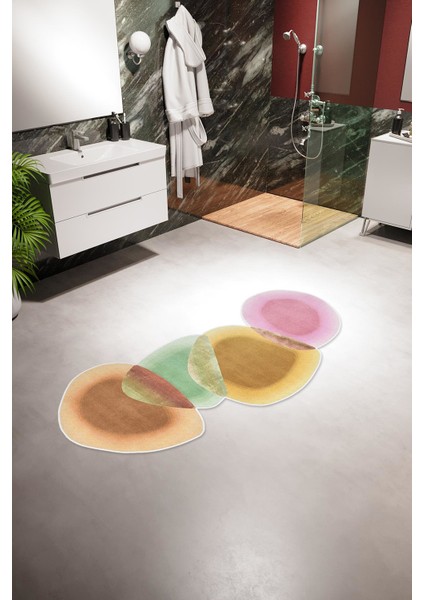 Banyo Paspası Klasik Modern Siyah Kaydırmaz Kesme Yıkanabilir Ince Halı