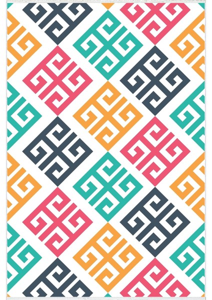 Modern Geometrik Sarı Pembe Turkuaz Kaydırmaz Kesme Yıkanabilir Ince Halı fiyatları