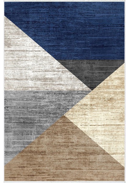 Modern Patchwork Gri Lacivert Kahverengi Kaydırmaz Kesme Yıkanabilir Ince Halı fiyatları