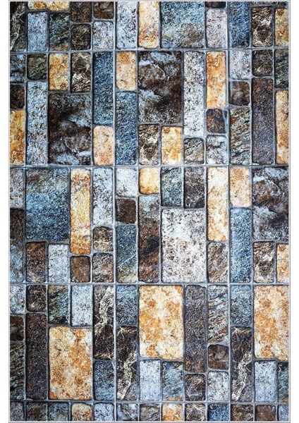 Banyo Paspası Eskitme Taş Desenli Mavi Kahverengi Kaydırmaz Kesme Yıkanabilir Ince Halı fiyatları