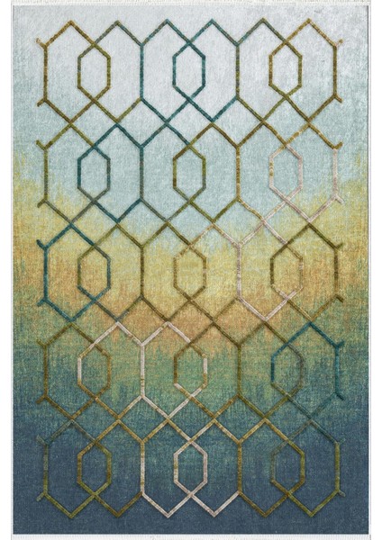 Modern Geometrik Lacivert Kaydırmaz Kesme Yıkanabilir Ince Halı fiyatları