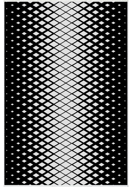 Modern Geometrik Siyah Beyaz Kaydırmaz Kesme Yıkanabilir Ince Halı