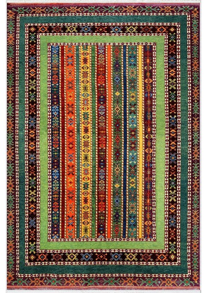 Kilim Desenli Otantik Eskitme Kahverengi Kaydırmaz Kesme Yıkanabilir Ince Halı