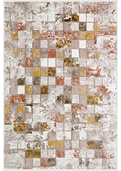 Modern Patchwork Mozaik Desen Kahverengi Kaydırmaz Kesme Yıkanabilir Ince Halı fiyatları