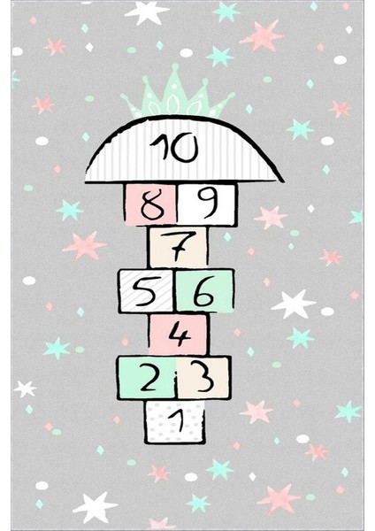 Çocuk Halısı Figürlü Seksek Desenli Gri Kaydırmaz Kesme Yıkanabilir Ince Halı fiyatları