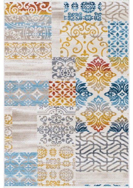 Otantik Eskitme Patchwork Turuncu Gri Kahverengi Mavi Kaydırmaz Kesme Yıkanabilir Ince Halı fiyatları