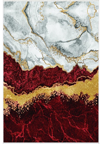 Taş Mermer Modern Altın Bordo Gold Gri Kaydırmaz Kesme Yıkanabilir Ince Halı fiyatları
