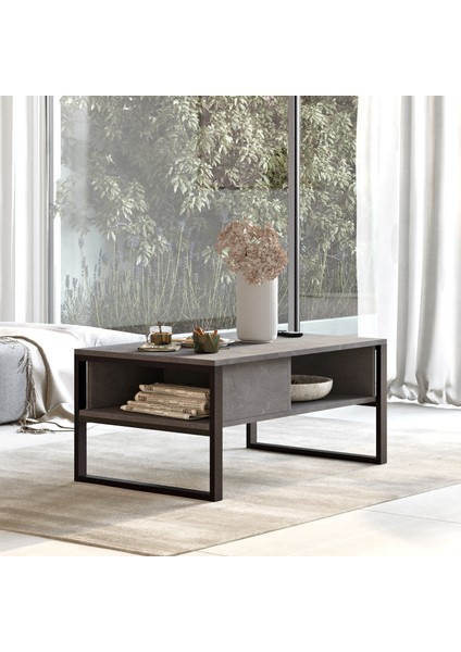 Fiona Orta Sehpa Metal Beton Gri