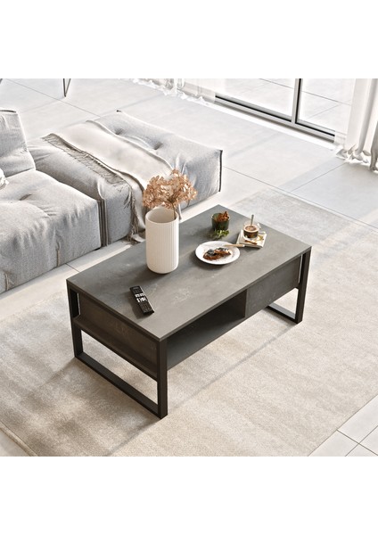 Fiona Orta Sehpa Metal Beton Gri modelleri