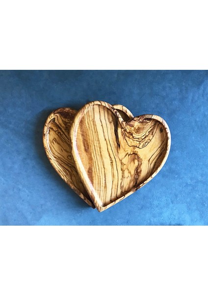 Zeytin Ağacı Ahşap Kalp Servis Tabağı 20 cm