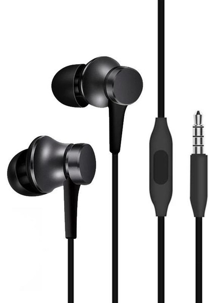 Mi Kulakiçi Kablolu Kulaklık 3.5mm Jack Girişli Kablolu Mikrofonlu Kulaklık Siyah Kulakiçi Kulaklık