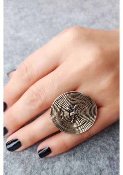 Antik Gümüş Kaplama Çemberler Şekilli El Yapımı Ayarlanabilir Yüzük fiyatları