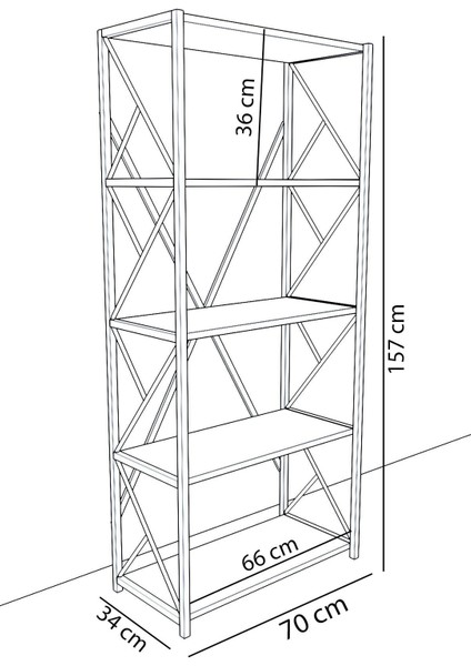 Metal Kitaplık 5 Raflı Beyaz