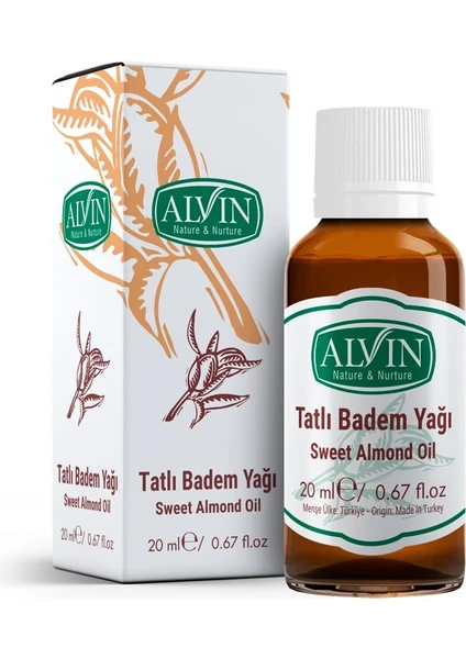 Tatlı Badem Yağı, Soğuk Sıkım, %100 Saf ve Doğal, 20 ml