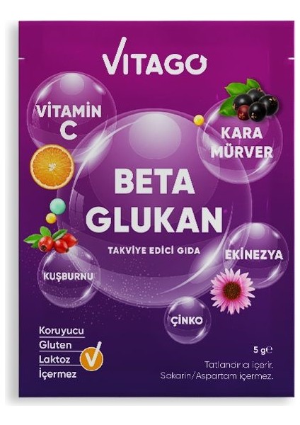 Beta Glukan, Vitamin C, Karamürver İçeren Effervesan Toz Takviye Edici Gıda