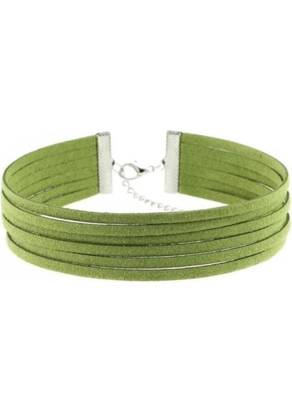 Yeşil Renk Kadın Süet Choker