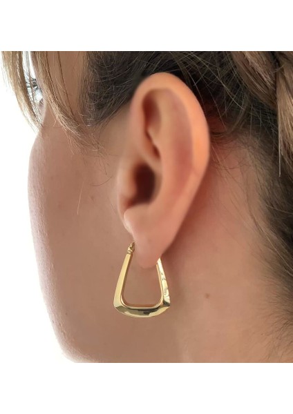 Altın Küpe 14K 585 Parlak Çanta Tasarım 2.3cm Zarif Küpe modelleri