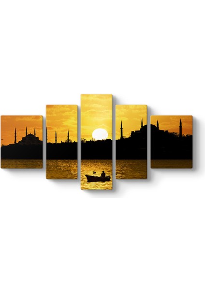Istanbul Siluet 5 Parçalı Tablo