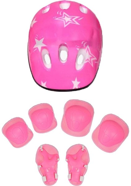 7 Adet Çocuklar Dirsek / Diz Pad Bilek Guard Kask Koruyucu Kaykay Paten Pembe Pembe 7 Adet (Yurt Dışından)