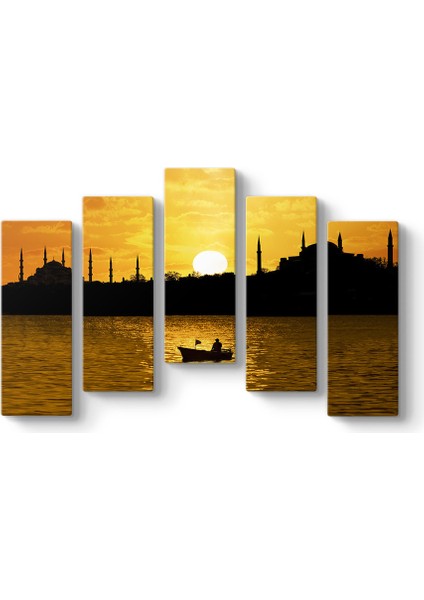 Istanbul Silüeti 5 Parçalı Tablo